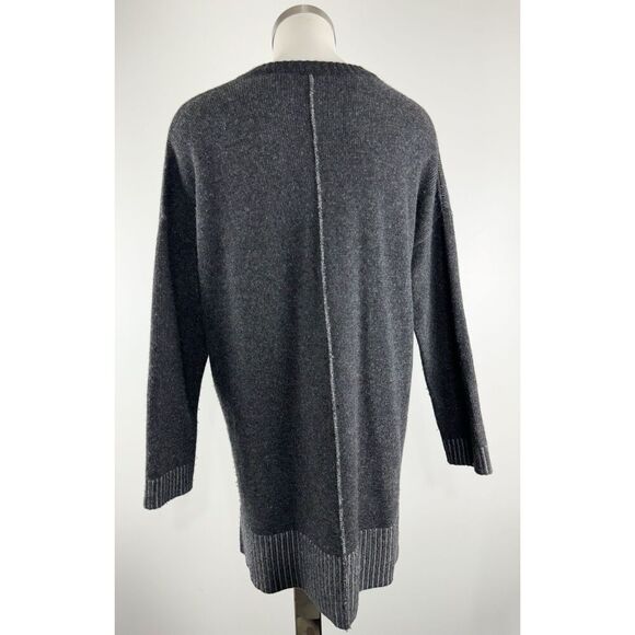 Eileen Fisher Sweater L 100% Cashmere Gray V-Neck Boxy Lagenlook Tunic Medium - Picture 3 of 5